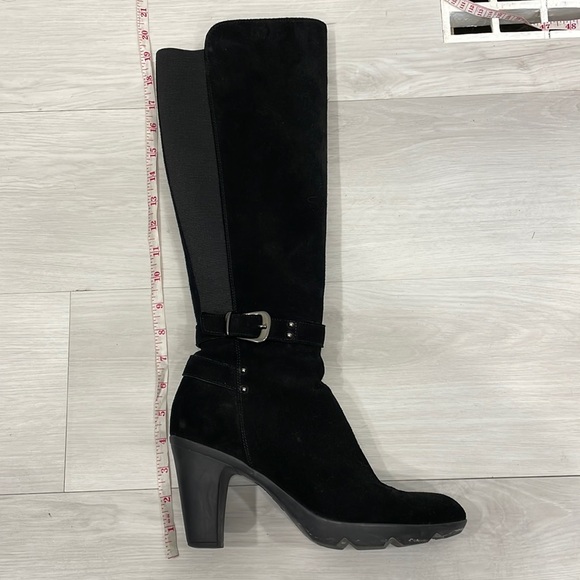 Aquatalia Tall Heeled Black Suede Waterproof Boots - Picture 15 of 16